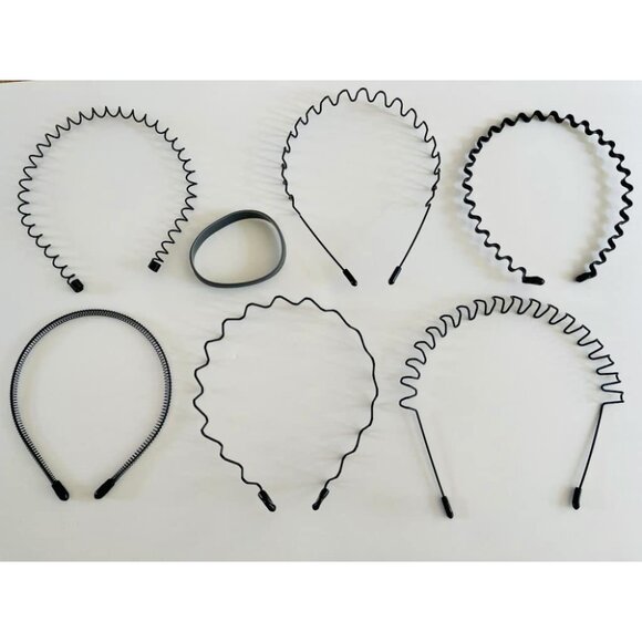 🆕Men A-New 6pcs Metal Fashion Unisex Wavy Outdoor Sport Simple Elastic Headband - Picture 1 of 14